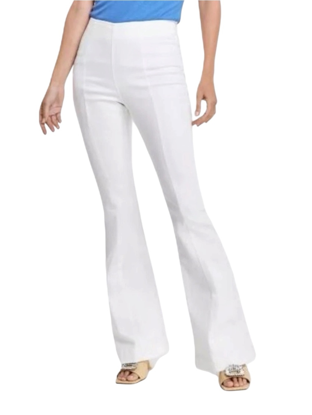 I.N.C. International Concepts Women's‎ High-Rise Pull-On Flare Jeans, White, 16